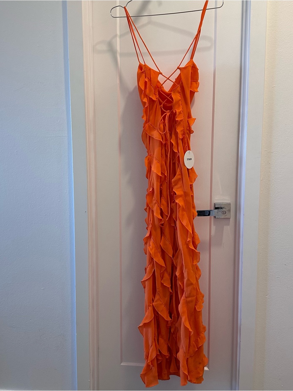 staud elvire dress in nectarine - Picture 3 of 5